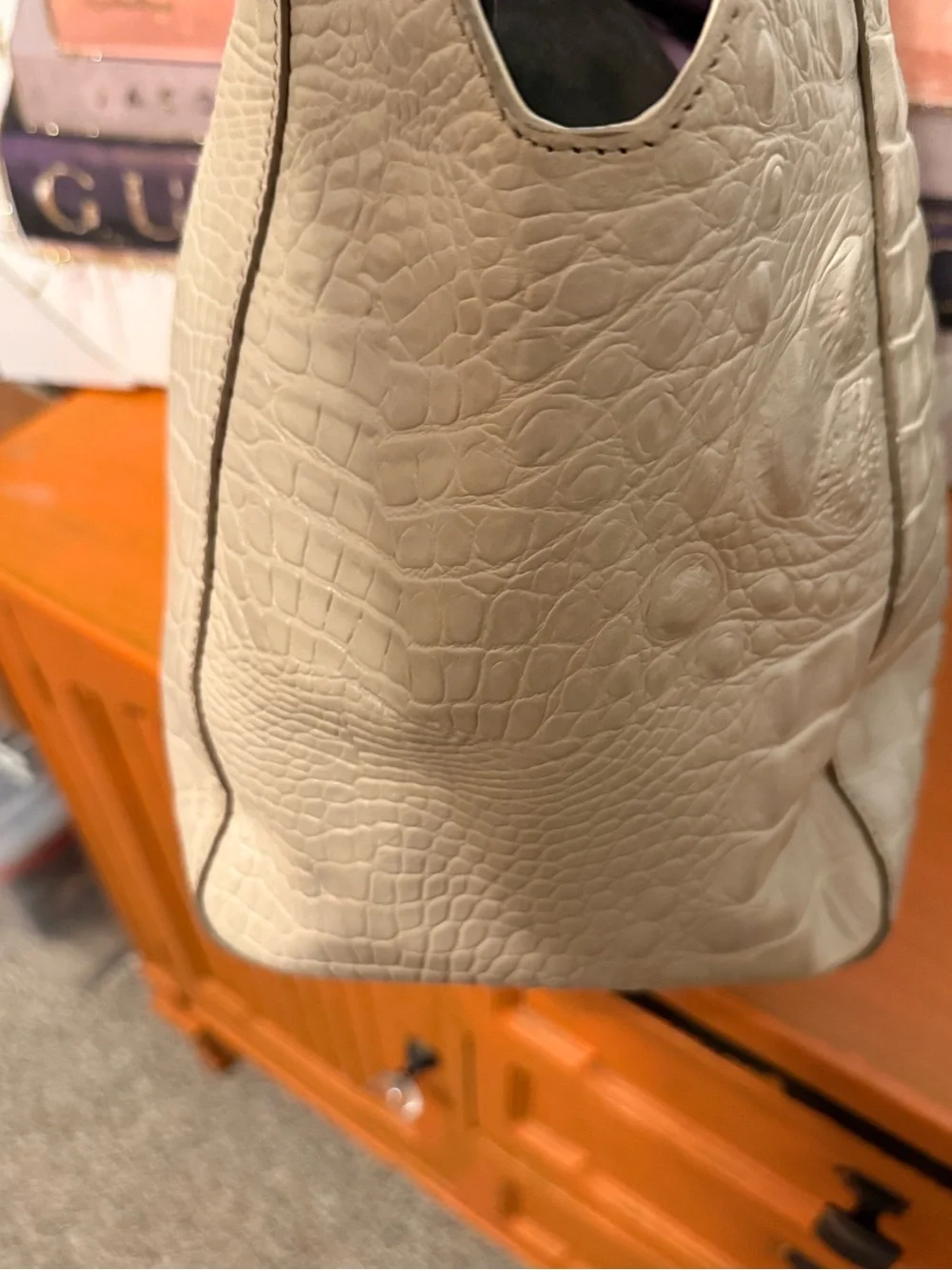 Furla Croc-Embossed Tote Bag with Lock VGUC